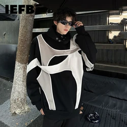 IEFB Menswear Deconstructed Men's Hooded Sweatshirt Patchwork Contrast Color Pullover Male Hoodies New Autumn Fashion 12C1522