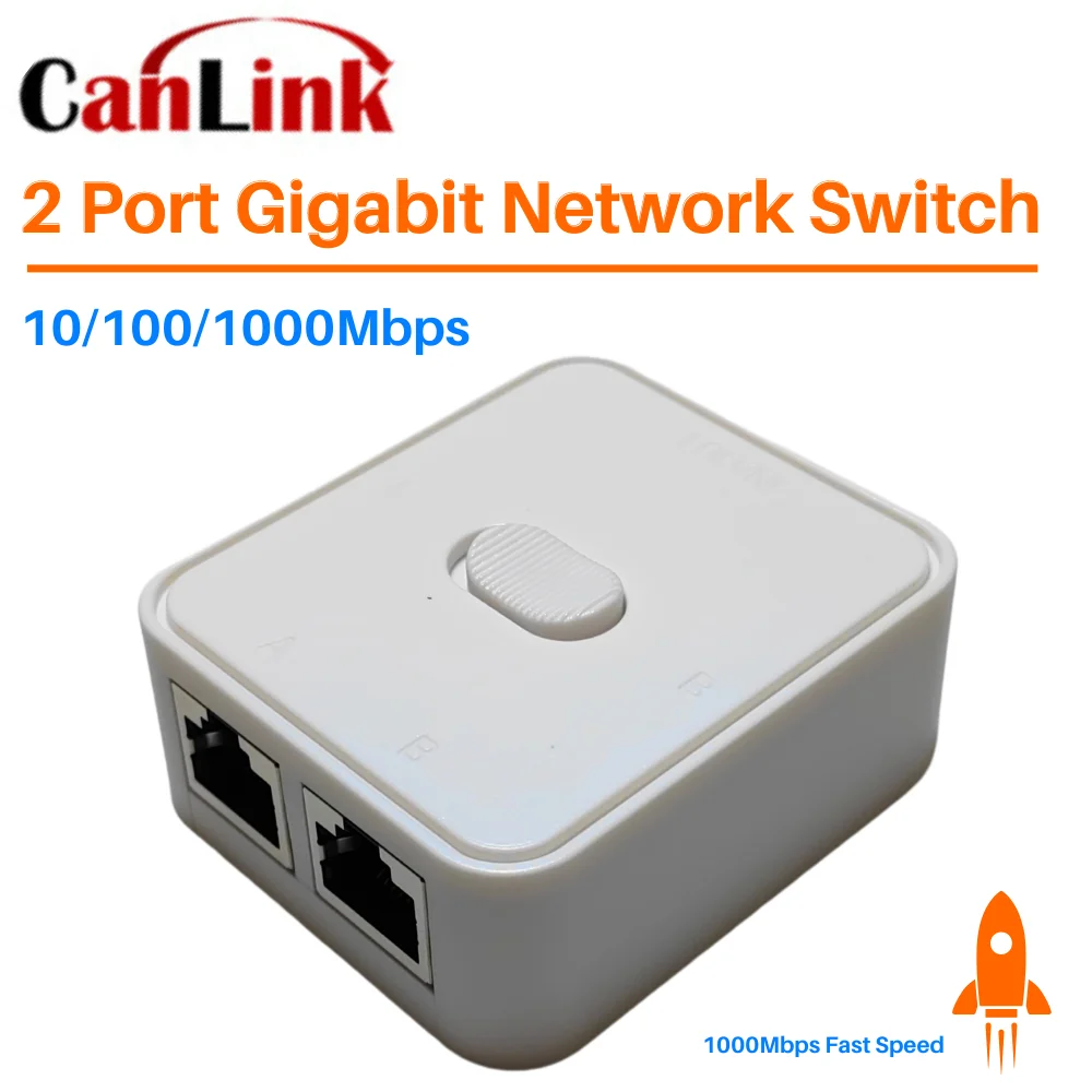 

2 Ports Gigabit Network Switch RJ45 Switch Network Cable Extender 1000Mbps Selector 2 In 1 Out/1 In 2 Out Adapter Switch