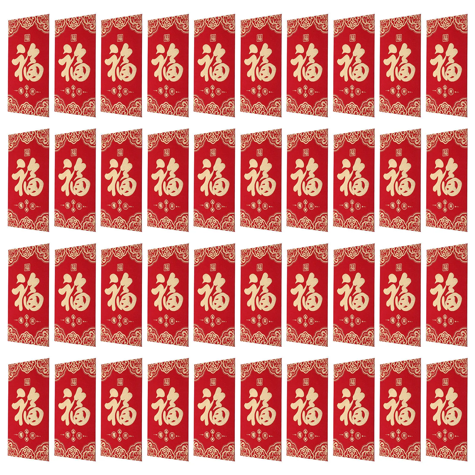 

60Pcs Vibrant Red Envelopes for Year of The Horse Featuring Fu Symbol Chinese New Year Spring Festival Lucky Money Red Packets