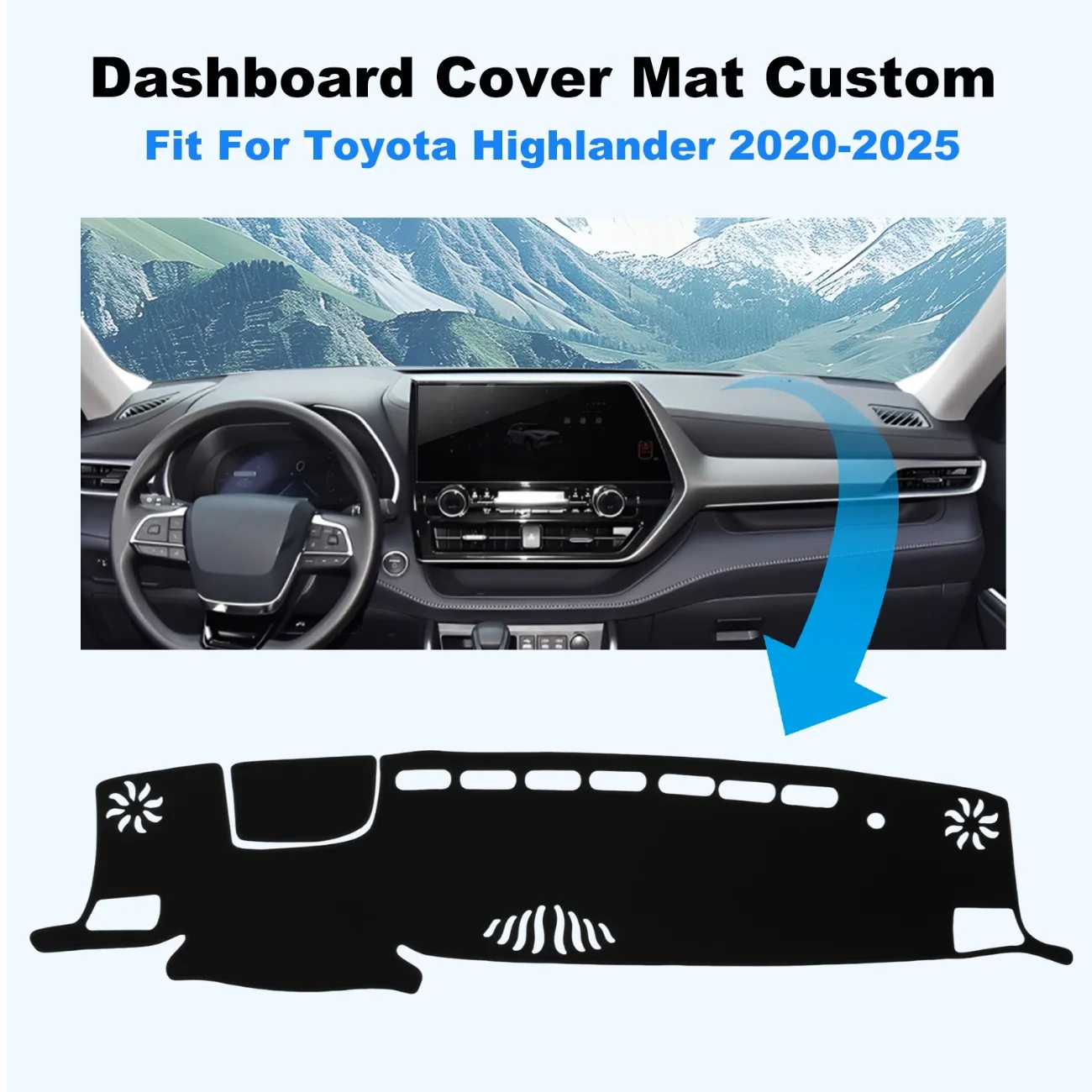 

Dashboard Cover Mat For Toyota Highlander 2020-2026 Accessories Dash Cover Mat Sunshade Glare Rays Non-Slip Protector Interior