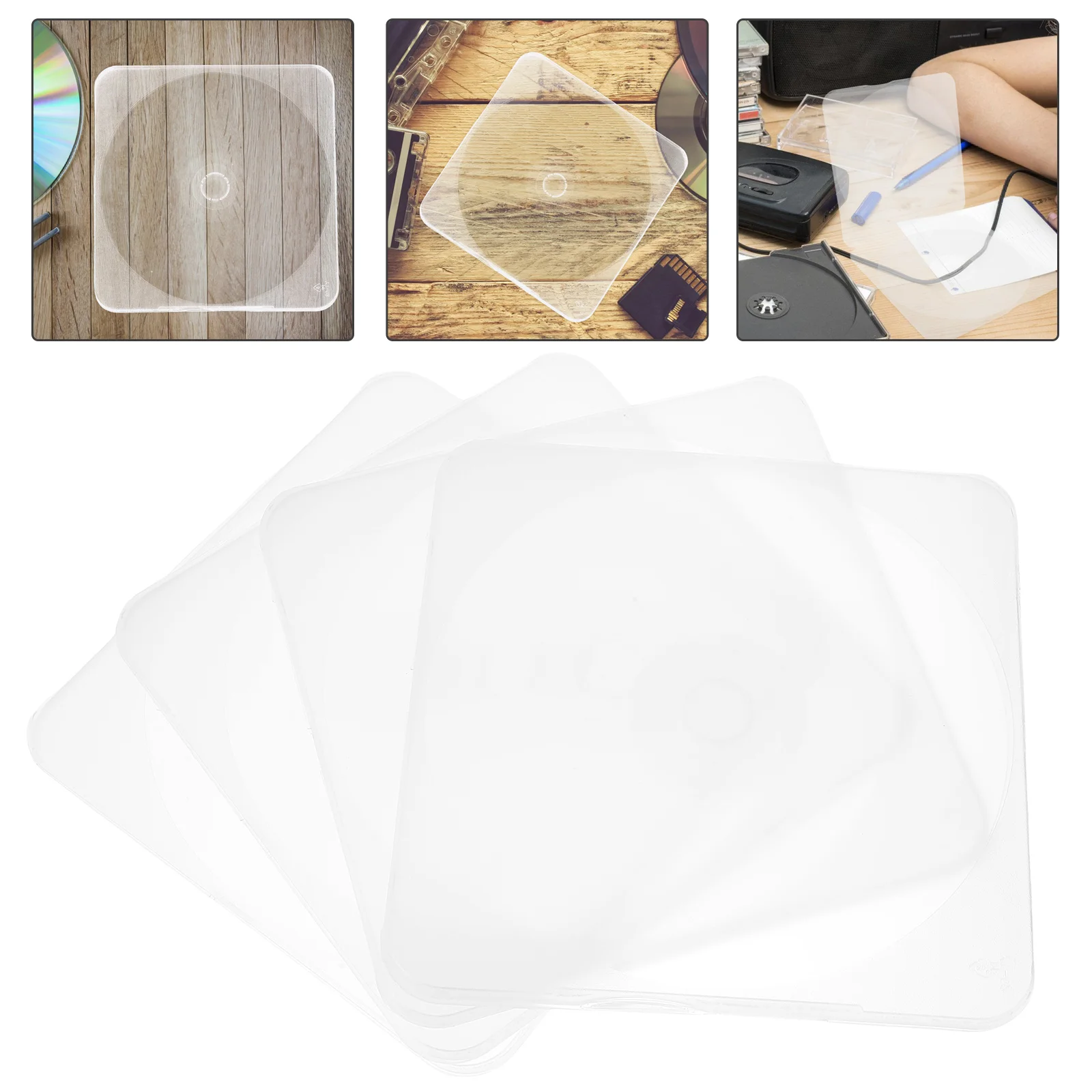 

4 Pcs CD Box DVD Storage Holders Case Plastic Travel Car Transparent Pvc Mesh Metal Frosted