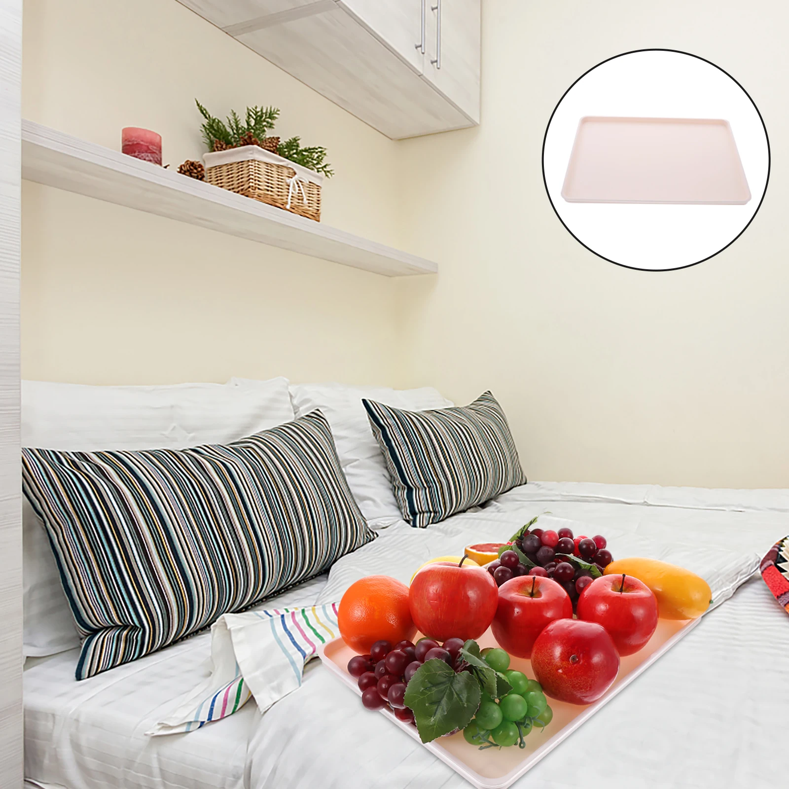 

1 pc Anti-Drop Rectangular Large Capacity Non-Slip Plastic Storage Tray For Hotel Room Bathroom Kitchen Simple Serving Tray