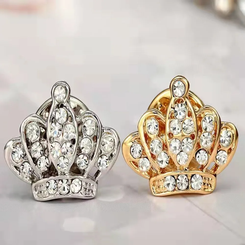 Fashion Brooch Badge Accessories European and American Diamond Studded Crown Shirt Collar Needle Prick Horse Needle Jewelry Gift