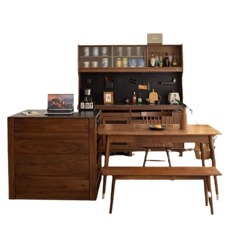 

North America, Black Walnut, Solid Wood, Slate, Middle Island, Suspended, Retractable, Locker