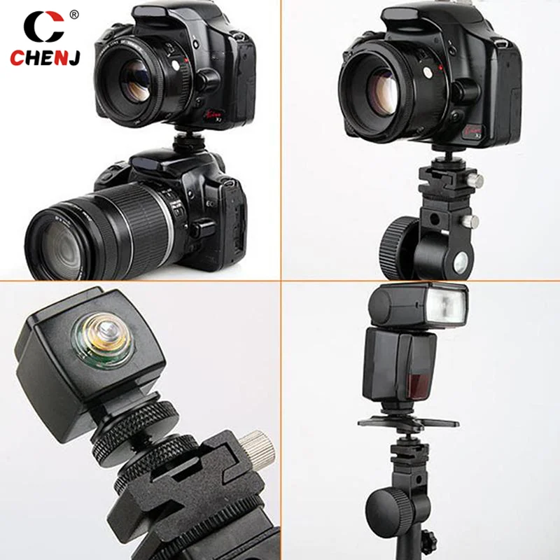 1/4 sekrup konversi ganda Flash logam Hot Shoe gunung adaptor Flash kamera Upgrade fotografi 2-in-1 alat komponen umum