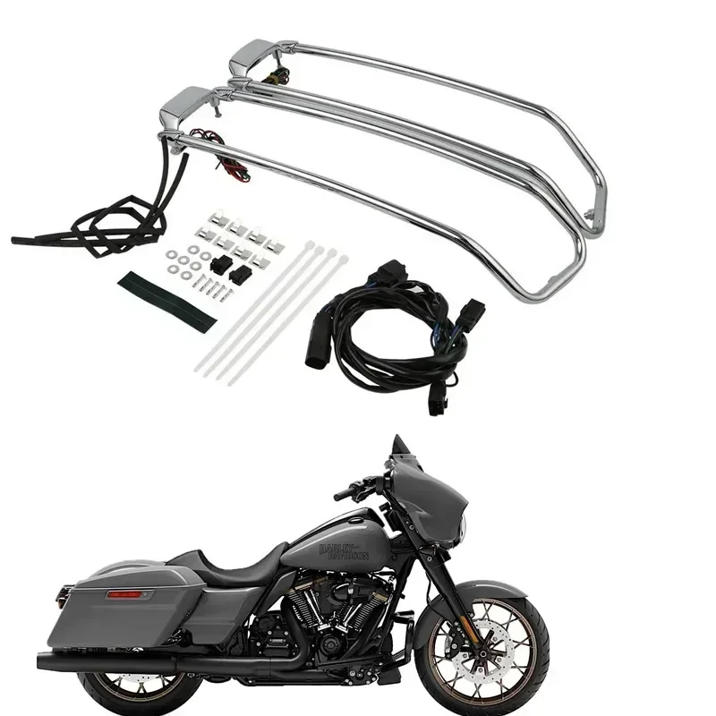 For Harley Touring Road King Electra Street Glide 2014-2022 2019 Accesorios moto Saddlebag Lid Top Rail W/ LED Light