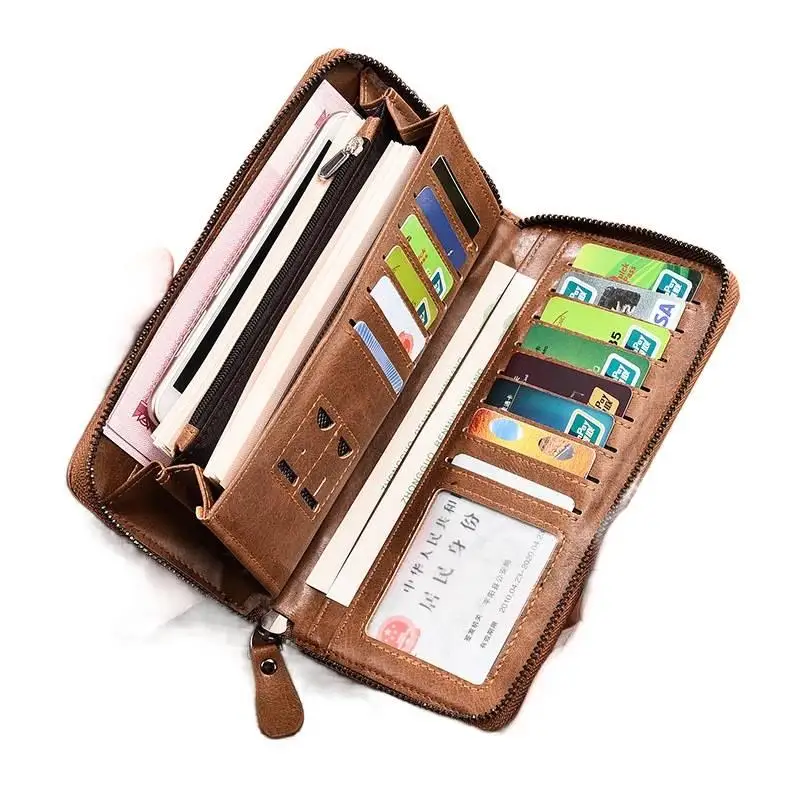 

Men's Long Zipper Wallet High Quality Pu RFID Blocking Business Purse Moneybag Clutch Bag Card Holder