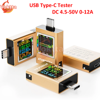 DC 4.5-50V 0-12A USB Type-C Charger Tester Digital Display DC Voltage Ammeter Power Meter TFT G-Sensor Voltage Current Tester