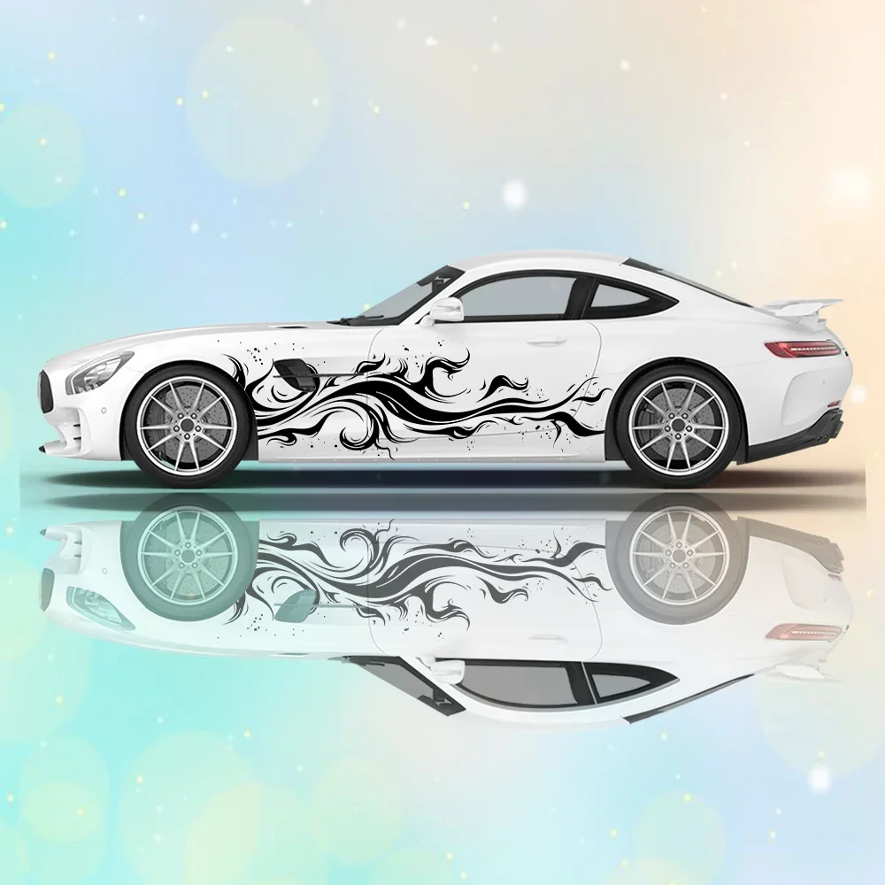 

Colorful Flame Line Car Side Sticker Decoration, PVC Waterproof Scratch Resistant Decal, Car Protection, Auto Accessories Gift