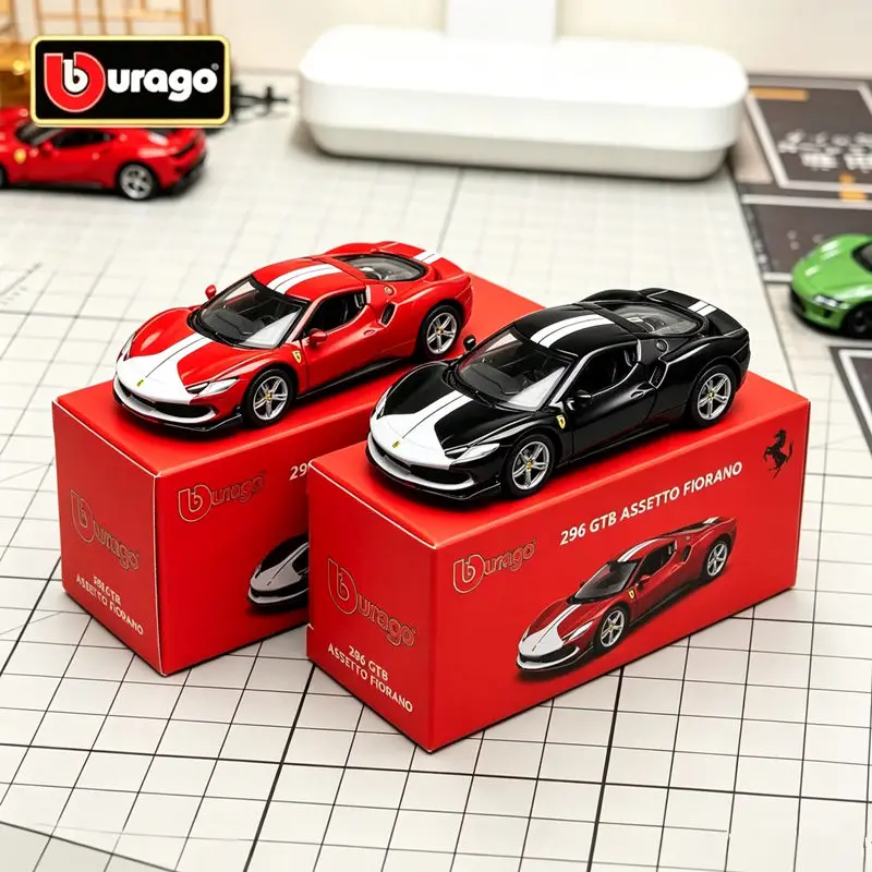 bburago-1-64-ferrari-296-gtb-assetto-fiorano-modelo-de-carro-esportivo-em-liga-metalica-carro-de-corrida-em-metal-simulacao-de-veiculo-presente