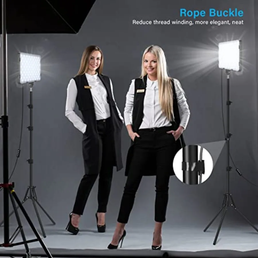 Confezione da 2 luci video a LED con treppiede da 63'' Obeamiu 25008500K Illuminazione da studio fotografico dimmerabile per pellicole video Rrding Coll