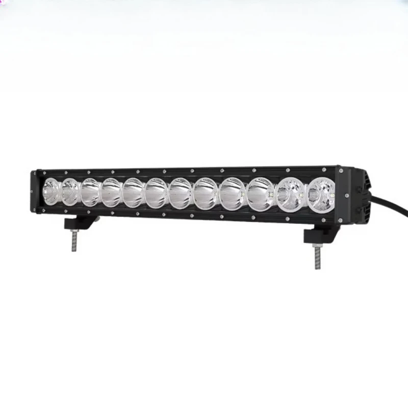 Auto parts 23-inch single-row ultra-thin 120W LED driving light bar, red/green DRL IP68 waterproof, aluminum alloy shell