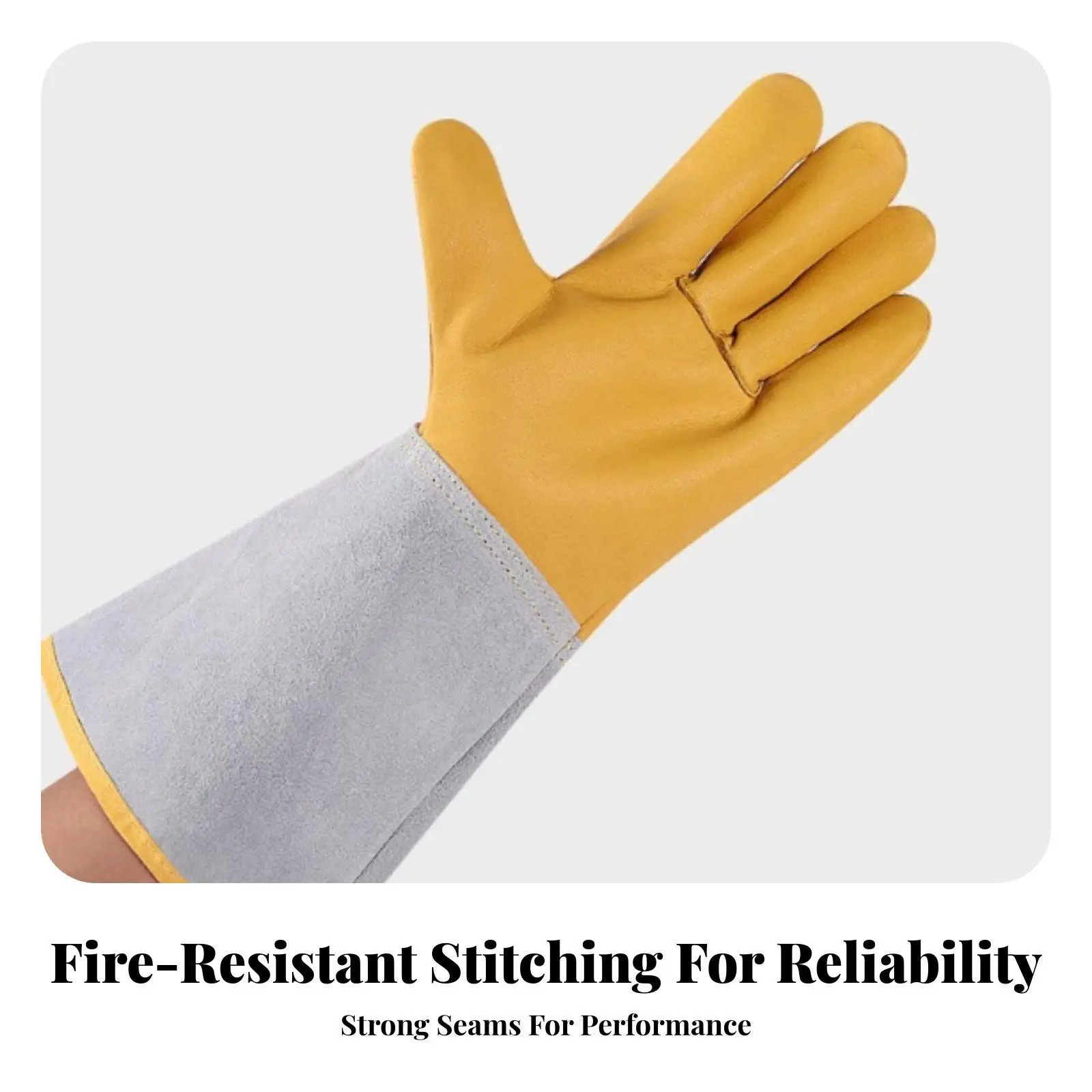 Heat Proof Welding Gloves Cowhide Material Fire Retardant Stitching Extended Sleeve Forearm Guard for Welding Leather Mask Neck
