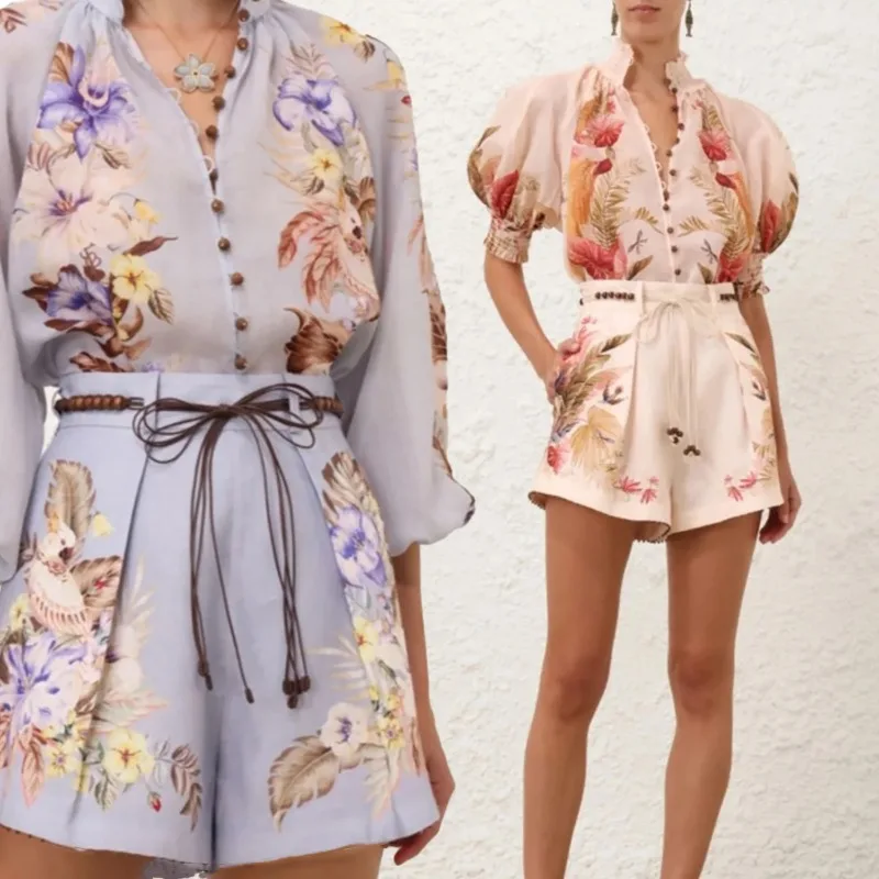 

Summer Set Australia Print Shirt Wide Leg Shorts 2 Piece Outfit