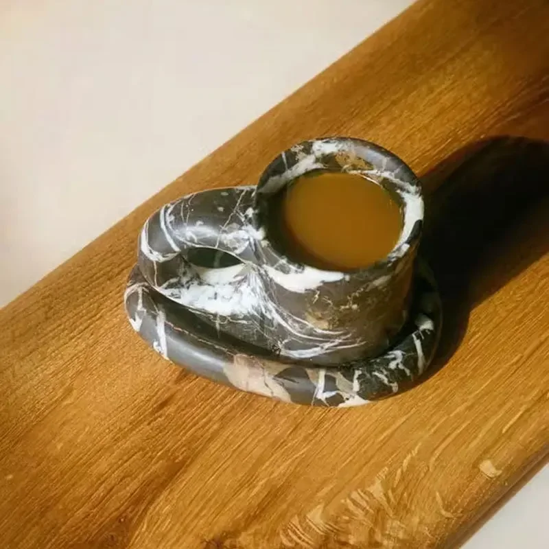 كوب من الرخام الطبيعي نموذج غرفة القهوة كوب سطح المكتب زخرفة فنجان الشاي الزخرفية