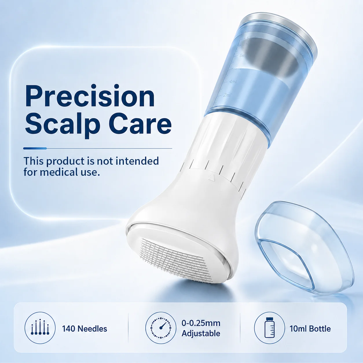 Adjustable Micro Touch Scalp Applicator 140 Touch Points Beauty Tool with 10ml Container for Hair Scalp Serum Home Care Tool