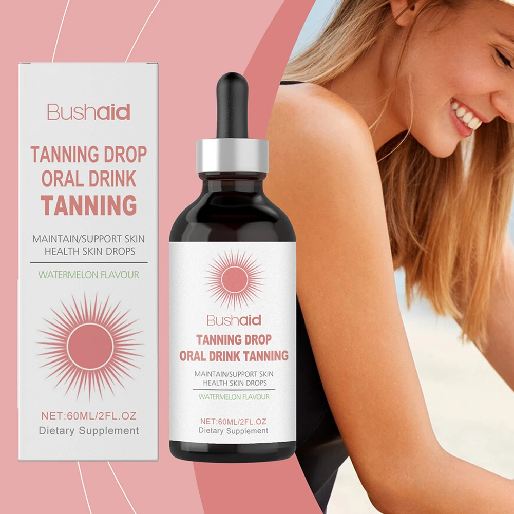 Oral Drinkable Sunless Tanning Drops Sunless Tanning Drops To Drink Natural Watermelon Flavors Tanning Supplement For Skin