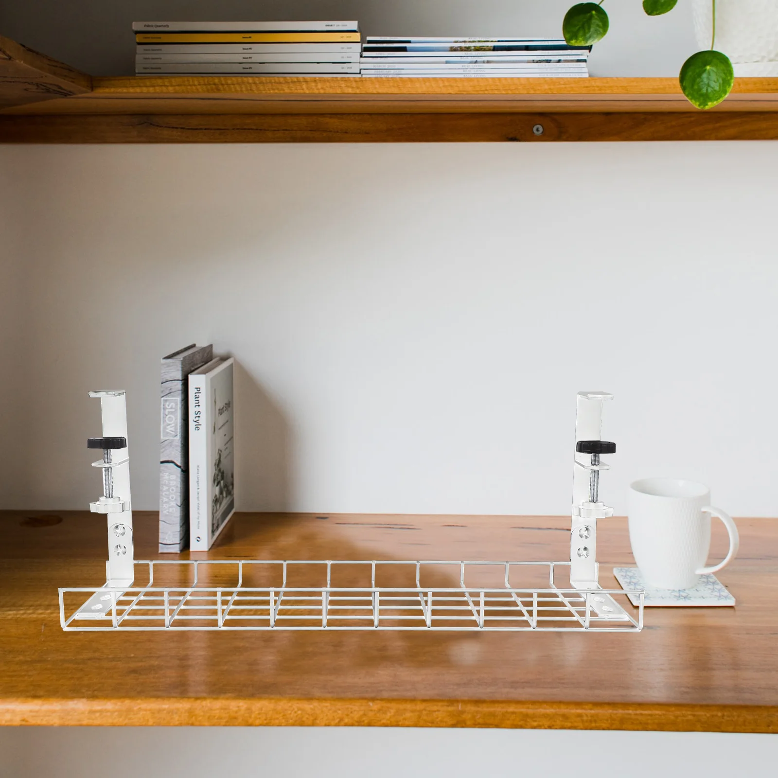 منظم إدارة الكابلات المكتبية تحت صينية المكتب، تصميم بسيط، الاستخدام العملي لأجهزة منطقة العمل النظيفة والمرتبة #4