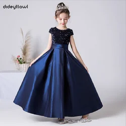 Dideyttawl-vestidos de lentejuelas de satén azul marino para niña, vestidos de princesa para fiesta de cumpleaños, concierto Junior,vestido de fiesta niñas 3 a 16 años vestidos de fiesta elegantes para boda largo