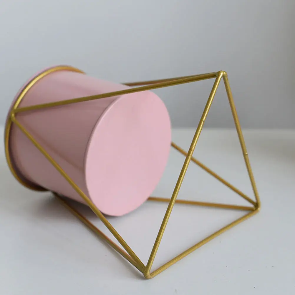 

1 шт. розовый кованый цветочный горшок в скандинавском стиле, ретро-подставка для растений, для кактусов и суккулентов, домашний декор, железная рама, модный цветочный горшок