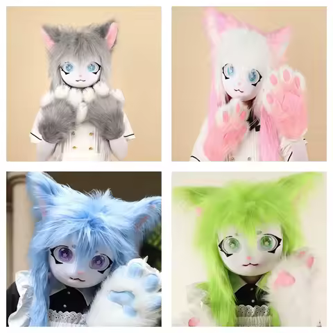 Latest Fursuit Kigurumi Beast Head Mask Cosplay Animal Cat Anime Lolita Kig Beast Head for Halloween Party Costume Prop Gifts