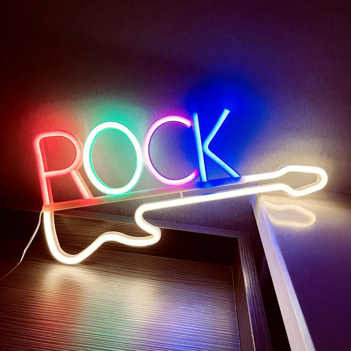 

Rock Music Neon Signs Guitar Wall Hang Decor USB Led Art for Christmas Bedroom Party Rock Studio Bar Club Disco Party Neon