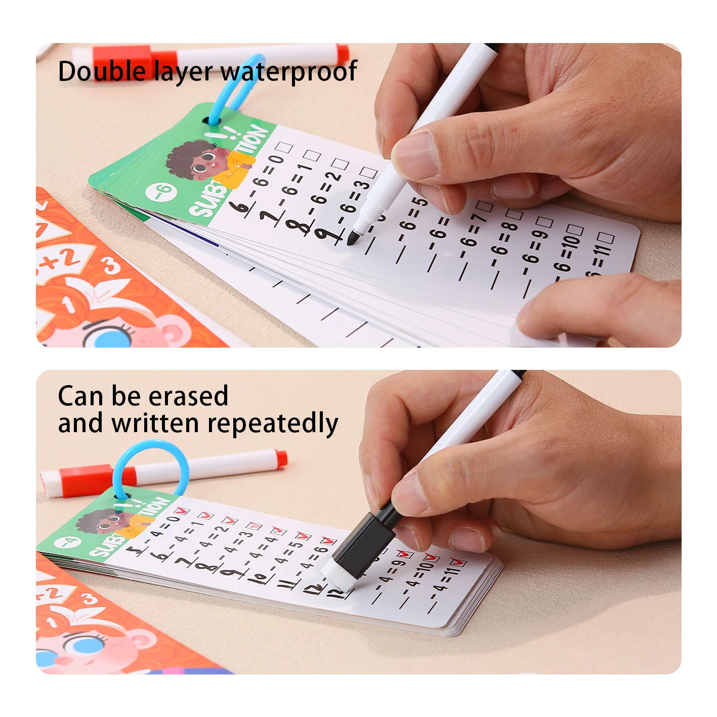 数学フラッシュカード 足し算/引き算/掛け算/割り算/分数 学習玩具 モンテッソーリ数学教育ゲーム