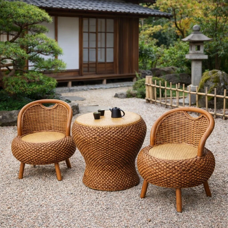 

Rattan Accent Chair, Solid Wood Entryway Shoe Bench,Modern Patio Armless Side Chair for Living Room, Bedroom, and Entryway Decor