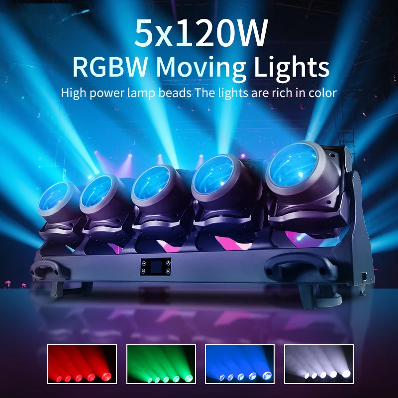 5x120W RGB DJ Disco Event Stage Wash Beam Light Moving Head RGB LED Light Rotating for Party Stage Lighting