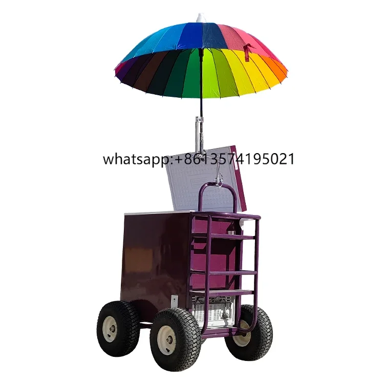 

TdWholesale Price Outdoor Mobile Ice Cream Push Cart With 4 Big Wheels Ice Cream Vending Cart For Sale