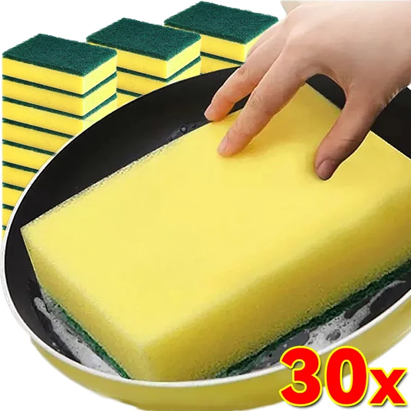 1-30pcs Thickend Sponge Wipe Magic Clean Pot Rust Stain Sponges Kitchen Dishwashing Grease Cleaner Removing Tools Cleaning Brush