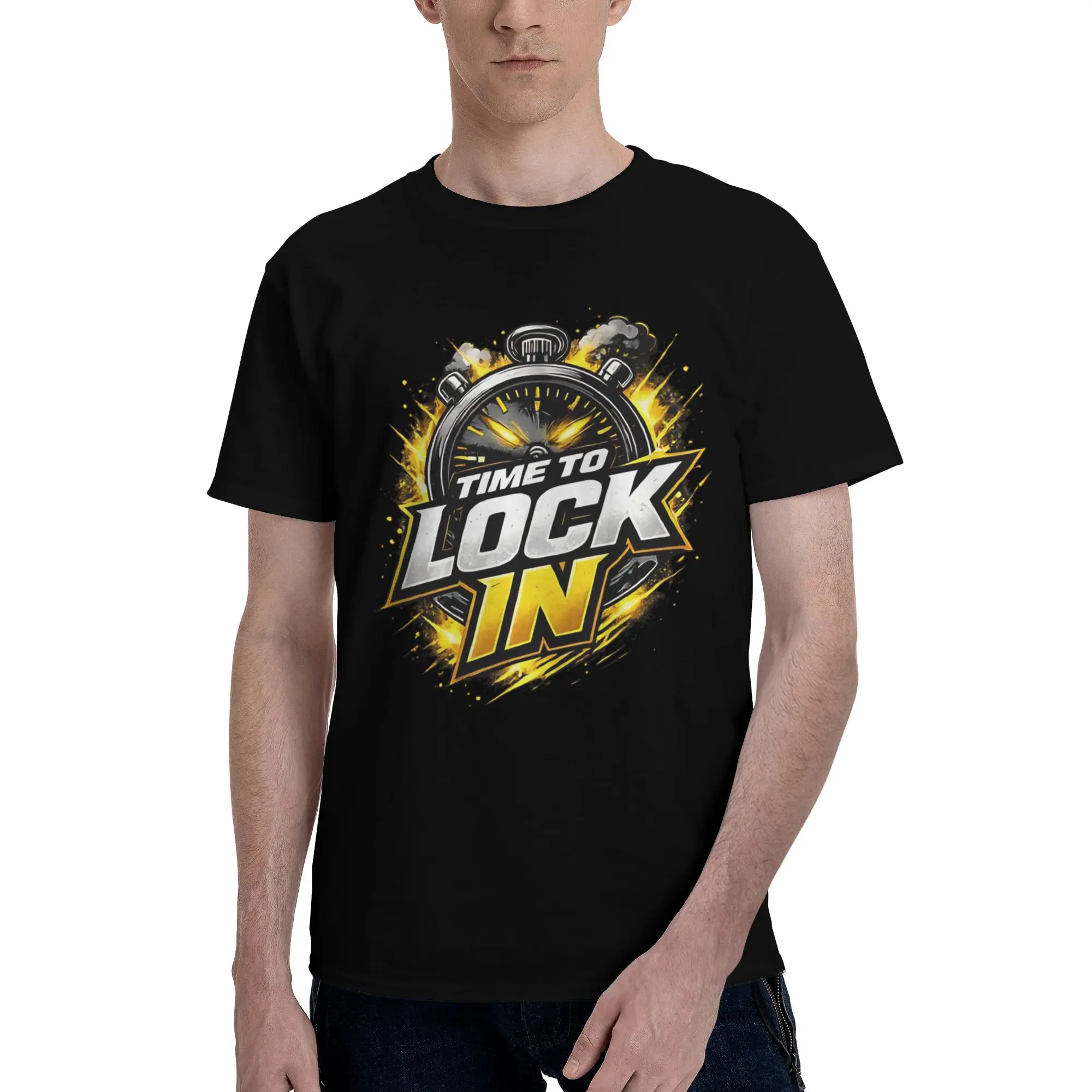 Time to Lock In  Men T Shirts time to lock in test day Leisure Tee Shirt Short Sleeve Round Neck New Arrival Clothes T-Shirt