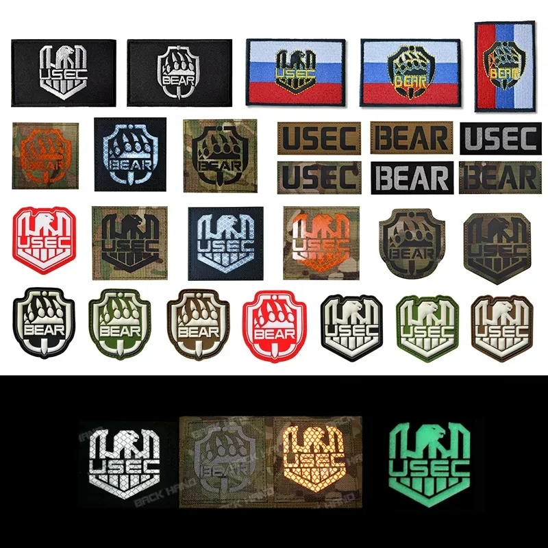 PVC Russia Flag Patches Russia Escape from Tarkov USEC BEAR Vest Uniforms badges Infrared Reflective IR Applique