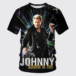 Johnny Hallyday Rock Star T-Shirts 3D Print Men's Woman Short Sleeve T Shirt Oversized Hip-hop Harajuku Tops Tee Unisex Clothing