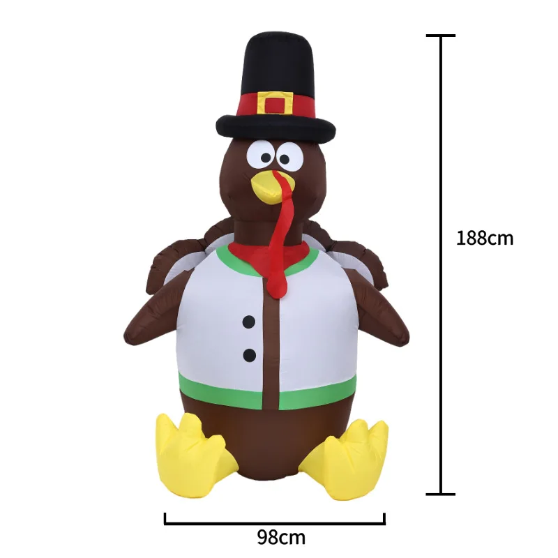 

1.8M Inflatable White Turkey with Colorful Lights Thanksgiving Yard Decoration