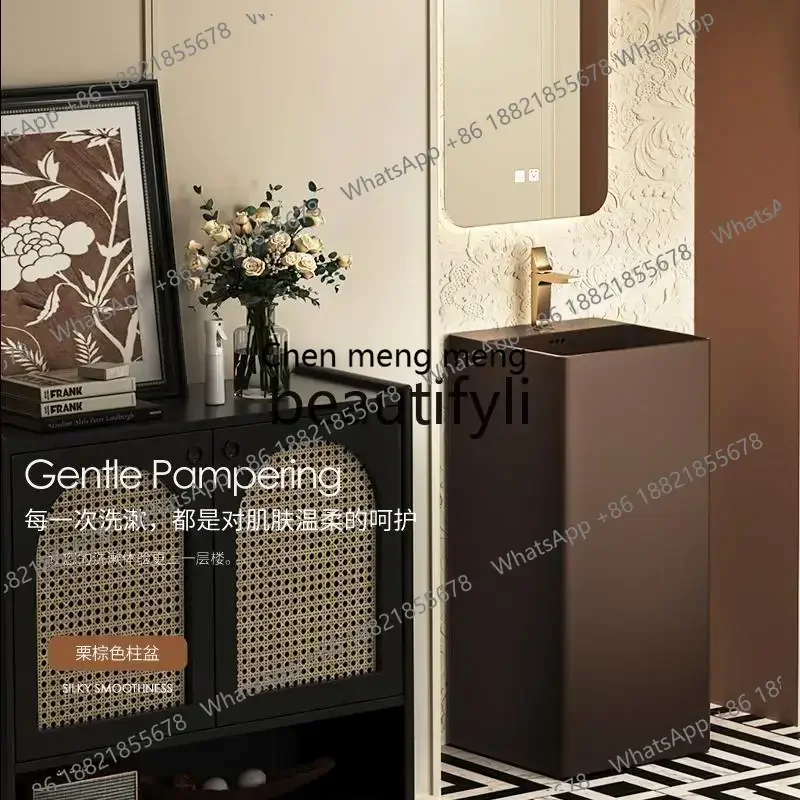 

New arrive French retro washbasin household ceramic column basin Nanfa bathroom hotel villa floor-to-ceiling washbasin