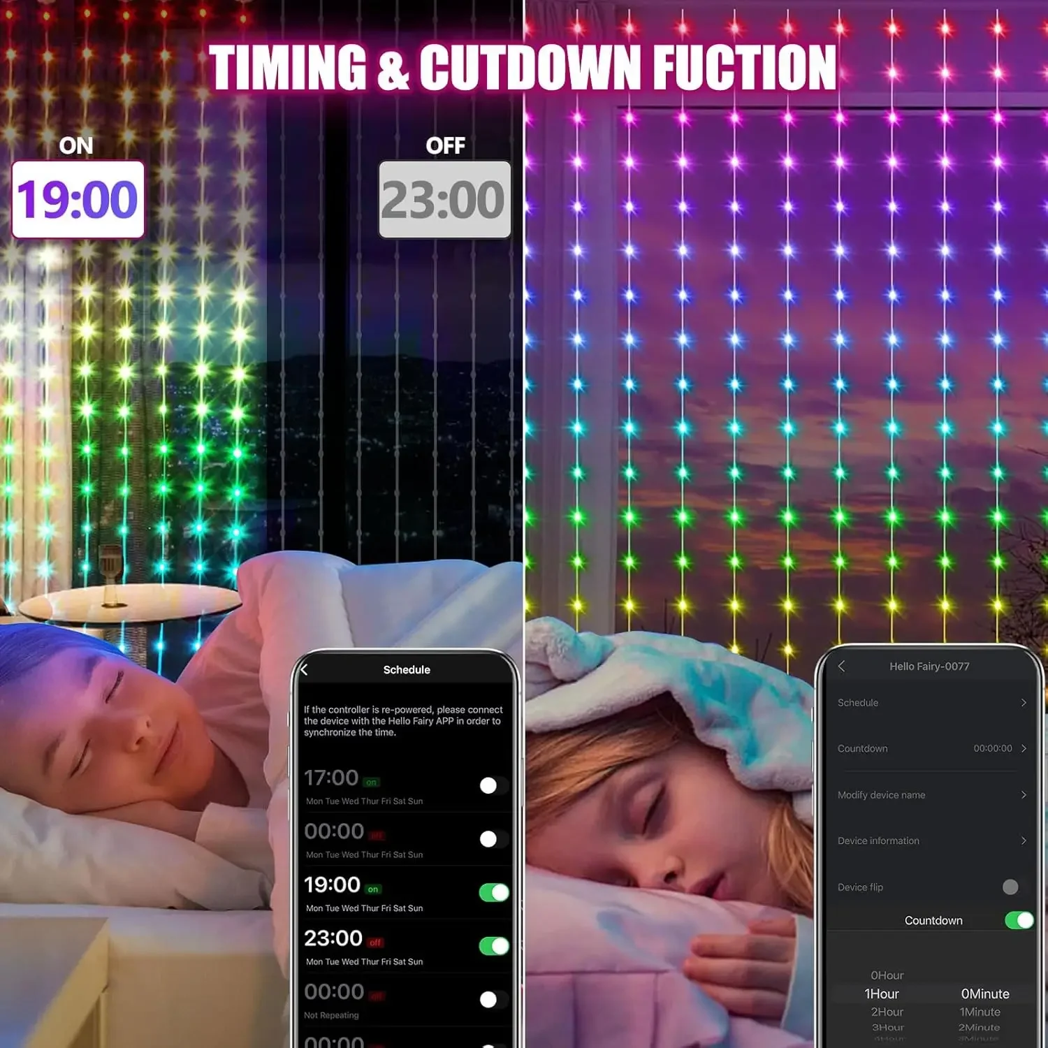 Smart LED Curtain Lights USB,400 LED Dynamic Pattern DIY Curtain String Lights with App & Remote Music Sync RGB Curtain Light