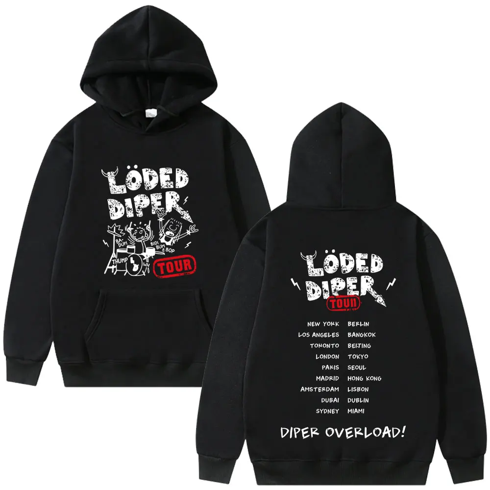 Limited Loded Diper Diper Overload Tour Hoodie Men Women Vintage Rock Oversized Pullover Hoodies Men's Fashion Cool Streetwear