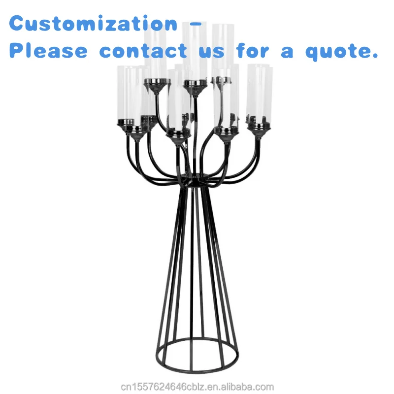 custom.ZM018 Exquisite 48 Tall 12-Arm Black Candle Holder Candelabra - Wedding and Event Table Centerpiece