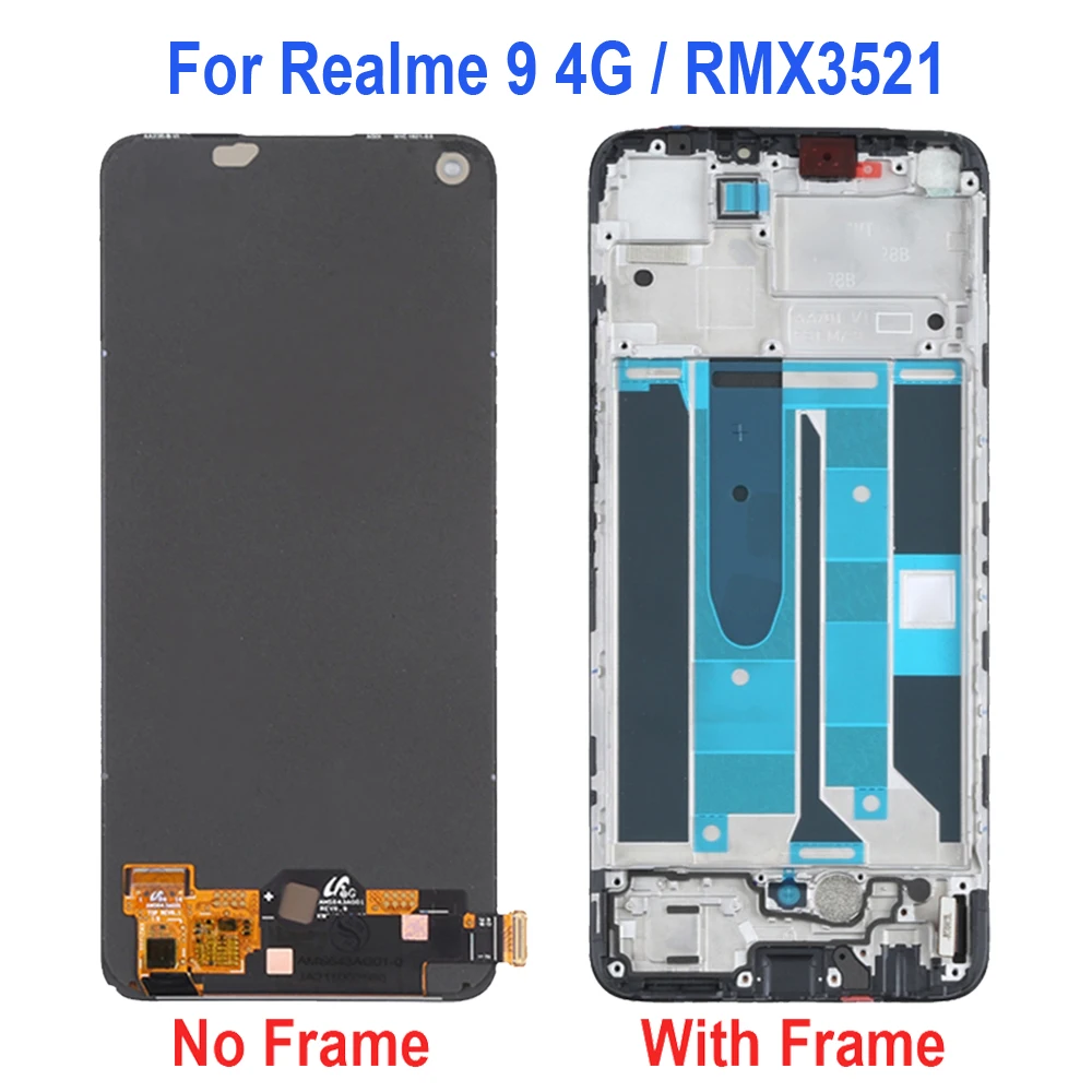 Kit Schermo LCD Per Realme 9 5G – Display Di Ricambio Per RMX3521 Con Touch Screen E Attrezzi (Nero, Senza Telaio)