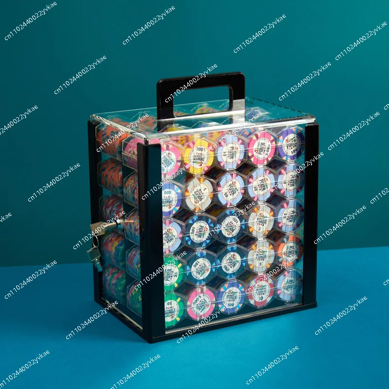 

Техасская коробка для чипсов, 1000 шт., 10 стоек для чипсов, портативная утолщенная акриловая прозрачная коробка