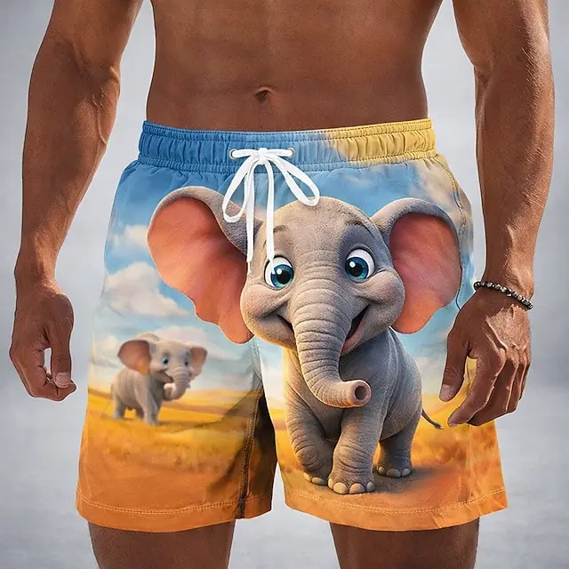 

Men's Funny Giraffe Design Beach Shorts 3D Relaxing Giraffe Graphic Quick Dry Swim Trunks For Vacation Men's Surfing Shorts