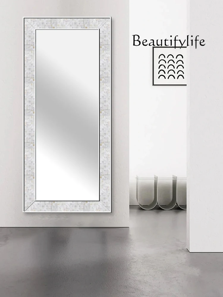 Natural Shell Dressing Full-Length Mirror Silence Modern Light Luxury Floor Hallway Mirror High-Grade Light Luxury