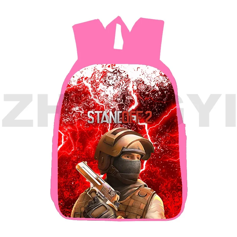 Standoff 2 Backpack 12/16 Inch Pink Anime Kid Assault Game School Bags Cartoon Outdoor Travel Laptop Knapsack Fashion Canvas Bag