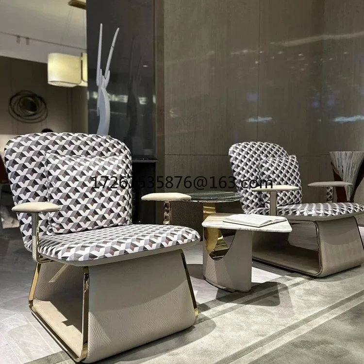 

Italian light luxury leather sofa villa luxury high-end living room negotiation leisure chair Daquan fashion creative furniture