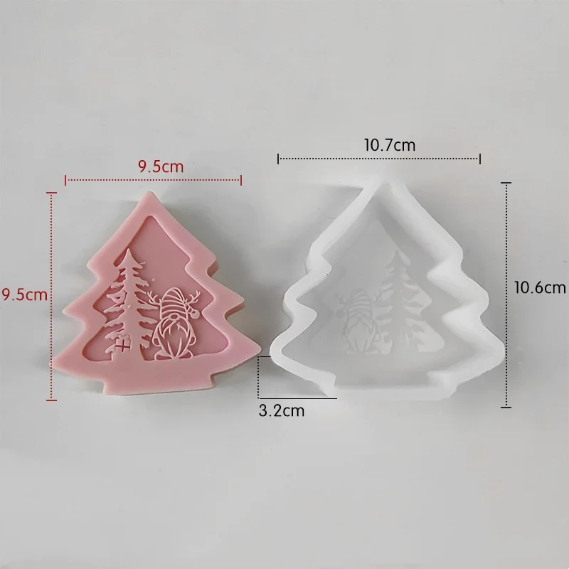 Christmas Tree Candle Mold Santa Claus Elk Dwarf Old Man Aromatherapy Silicone Mold Diy Xmas Handmade Resin Soap Plaster Mold