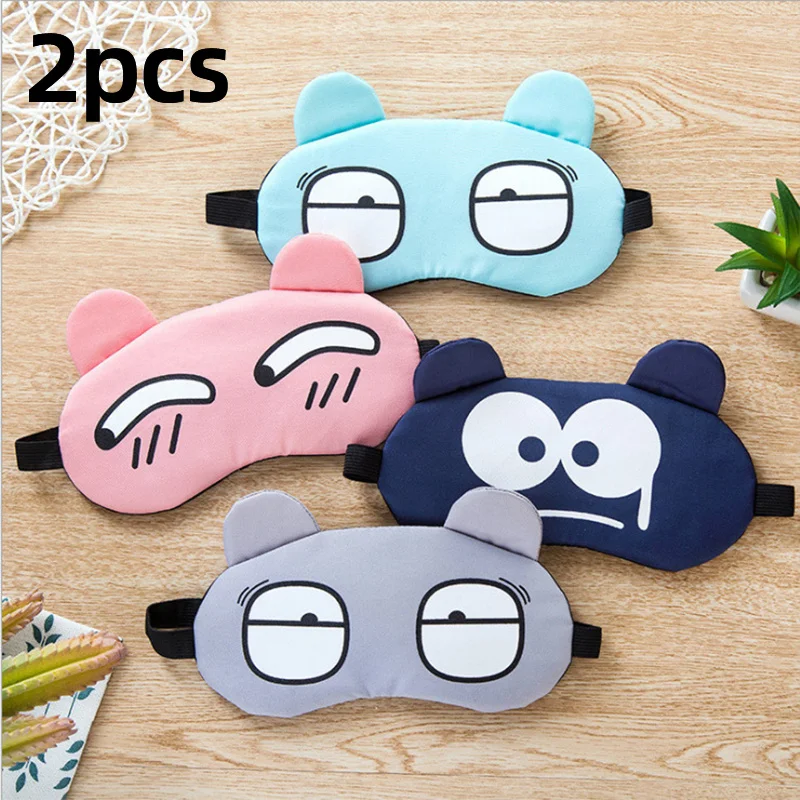 2 Pcs Cute Humorous Cartoon-Patterned Sleep Blackout Eye Mask. Suitable For Office Workers Naps Business Trips Yoga And Couples