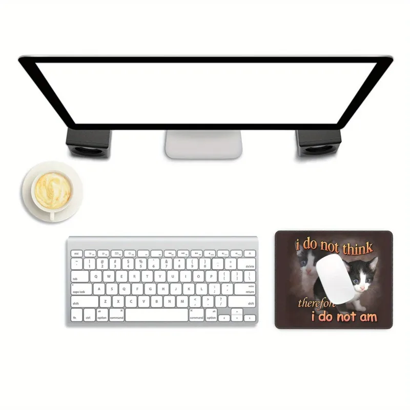 유머러스한 고양이 그림 작은 사각형 마우스 패드 미끄럼 방지 고무 베이스 휴대용 사무실 책상 패드 컴퓨터 노트북 PC 액세서리