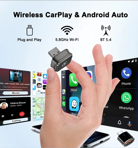 Imagen 2 del producto Adaptador inalámbrico 2 en 1 CarPlay Android Auto Supermini Box Plug And Play Dongle Bluetooth WiFi conexión rápida