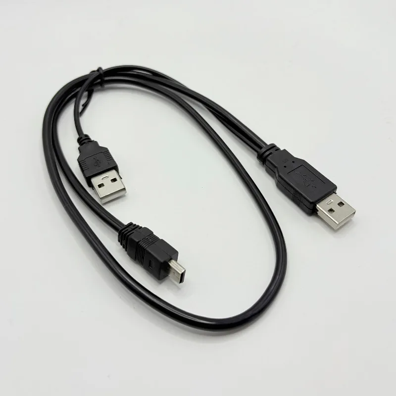 2 in 1 USB 2.0 Double A Type 2A Male to Mini 5 Pin Male Y Cable For 2.5